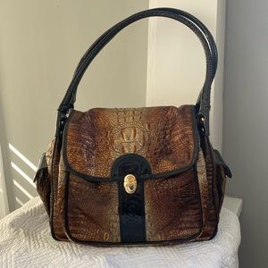 Marino Orlando Genuine Leather Embossed Faux Crocodile Alligator Handbag…